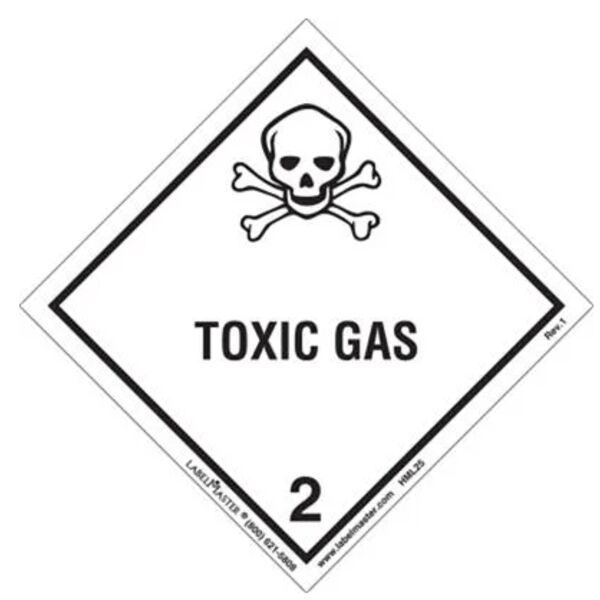Toxic Gas Label, Worded, PVC-Free Film, Roll of 500 Thumbnail