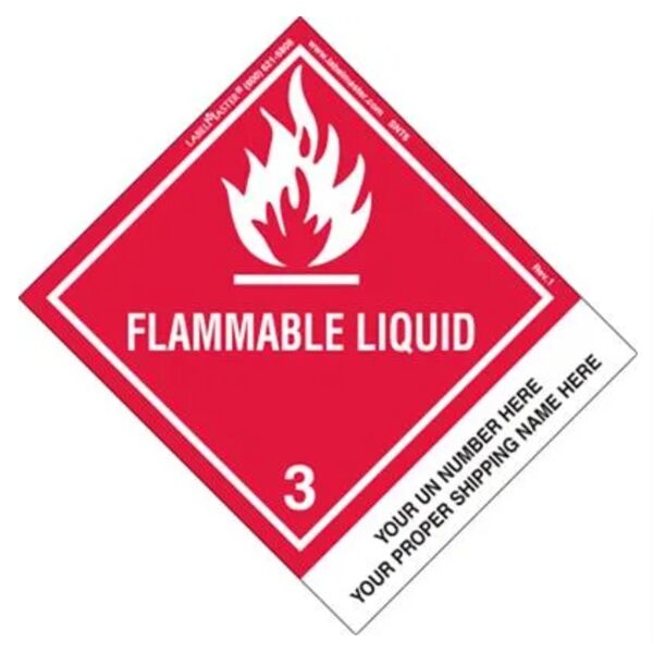 Personalized Flammable Liquid Label, Shipping Name, PVC-Free Film, Extended Tab Thumbnail