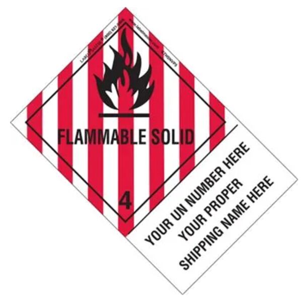 Personalized Flammable Solid Label, Shipping Name, PVC-Free Film, Extended Tab Thumbnail