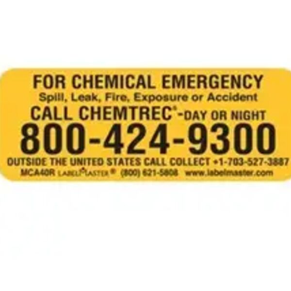 Chemical Emergency Phone Number Marking, Vinyl, 30" x 11 1/2" Thumbnail