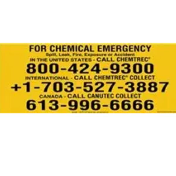 CHEMTREC U.S./Canadian/International Chemical Emergency Phone Number Marking For Railroad, 30" x 11.5" Thumbnail