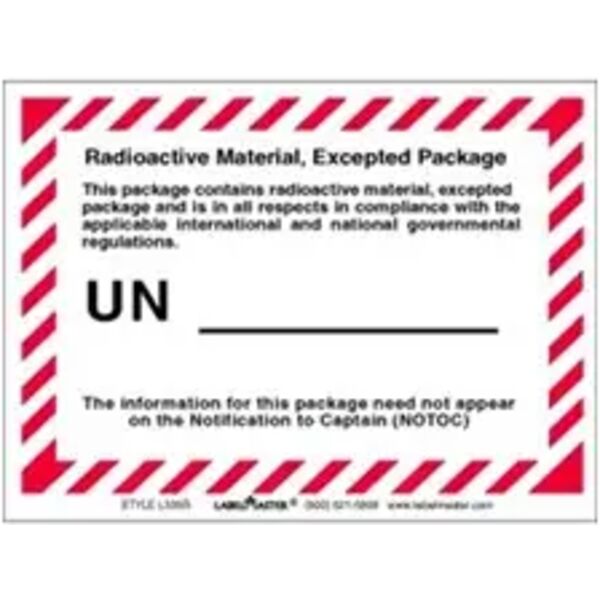 Radioactive Material Excepted Package UN2910 Label Thumbnail