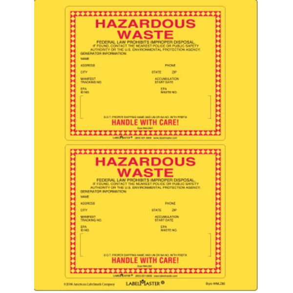 Standard Waste Label, Laser Vinyl, 6" x 6", 25 Sheets per Pack Thumbnail