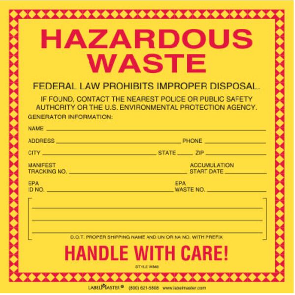 Standard Waste Label, Personalized Thermal PVC-Free Film, 6" x 6" Roll of 100 Thumbnail
