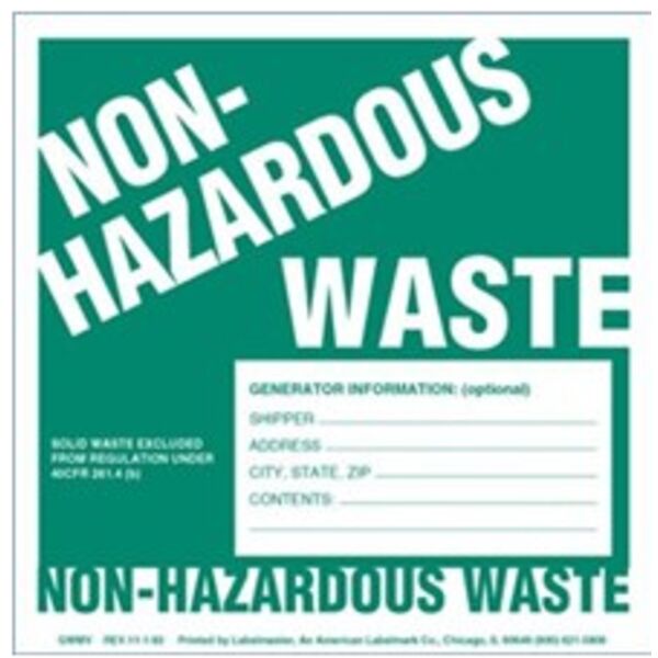 Non-Hazardous Waste Label, w/Generator Info, Cust. Thermal Paper Thumbnail